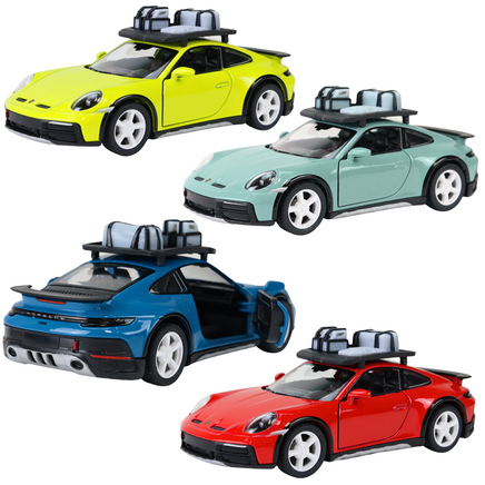 Modellauto Porsche 911 Rallye mit Dachgepäckträger in 4 Farben