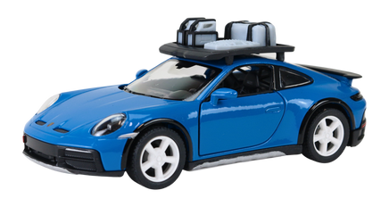 Modellauto Porsche 911 Rallye mit Dachgepäckträger in blau