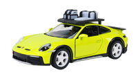 Modellauto Porsche 911 Rallye mit Dachgepäckträger in neongelb