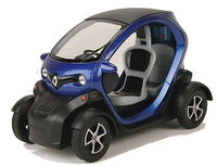 Modellauto Renault Twizy ZE  E-Auto 12cm, schwarzes Dach, mit Renault Logo, ohne Türen, Farbvariante: Blau