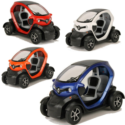 Modellauto Renault Twizy ZE  E-Auto 12cm, ohne Türen, schwarze Verkleidungen und schwarzes Dach, silberne Felgen, Farbvarianten:Rot, Weiß, Orange, Blau