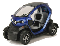Modellauto Renault Twizy ZE  E-Auto 12cm, ohne Türen, schwarze Verkleidungen und schwarzes Dach, silberne Felgen, Farbvariante: Blau