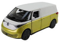 Modellauto VW ID. Buzz in der Farbe Limonengelb-Metallic, oben Candy-White