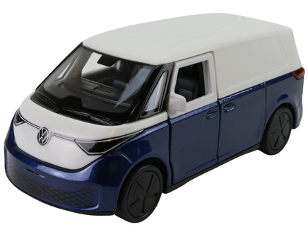 Modellauto VW ID. Buzz in der Farbe Starlight-Blue, oben Candy-White