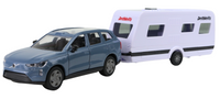 Modellauto Volvo EX90 mit Wohnwagen Anhänger Dethleffs