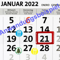 Müll Aufkleber für Kalender 150 Sticker- Anwendungsbeispiel Bürokalender