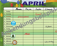 Müll Aufkleber für Kalender 150 Sticker- Anwendungsbeispiel Familienplaner