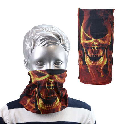 Multifunktions- Schlauchtuch im Totenkopf-Flammen-Design