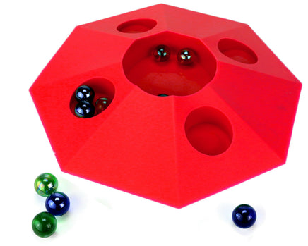 Murmelspiel mit Teller & 10 Murmeln, Farbvariante: Rot
