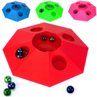 Murmelspiel mit Teller & 10 Murmeln, Farbvarianten:Rot, Blau, Grün, Pink