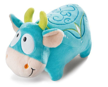 NICI 25cm Kuscheltier Kuh "Yoga Moh" 42201 in hellblau mit hellgrünen Hörnern