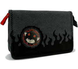 NICI Kosmetiktasche Teufel schwarz  28921, grau mit schwarzer Flammenumrandung, Teufelchenbild