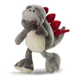 NICI Kuscheltier 15cm Dinosaurier Stegosaurus, grau mit cremefarbenen Bauch, rote Akzente an Krallen, Nasenlöcher sowie Rücken und Schwanz