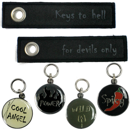 NICI Message Schlüsselanhänger mit Spruch, verschiedene Motive zur Auswahl: Keys to hell, for devils only, cool Angel, Power, Wild, Spicy