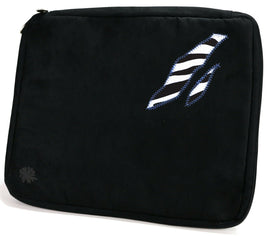 NICI Notebook Tasche Zebra 15 Zoll 28562, schwarz, 2 Zebramuster-Streifen mit blauem Garn geflickt