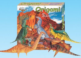 Origami Set  "Dinosaurier" in Verpackung, verschiedene Dinosaurier in Braun- und Grüntönen zum Gestalten