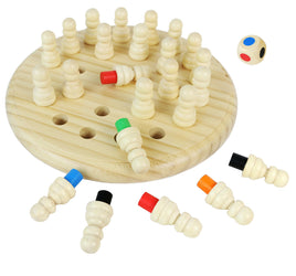 Philos "Memo Spiel" Gedächtnistraining mit Farben- Steckspiel, helles Holz, Stecker an Unterseite farbig: hellblau, rot, schwarz, grün, orange