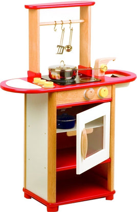 Pintoy Holz Kinderküche Küchencenter rot, mit Kochfeld, Backofen, Waschbecken