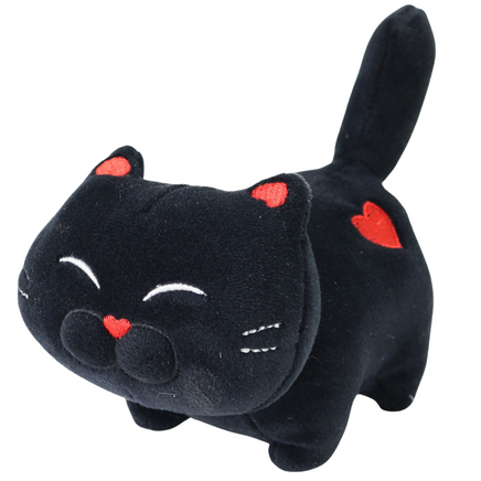 Plüschkatze mit Herzstickerei - Kuscheltier in schwarz
