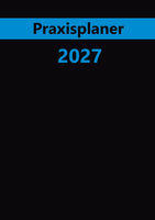 Praxisplaner 2027 Deckblatt in schwarz mit blauem Streifen