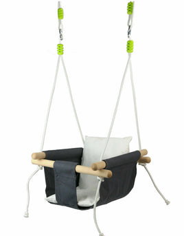 Premium Babyschaukel mit Sitzpolsterung in schwarz-weiß