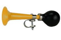 Retro Fahrrad- Ballhupe, mit schwarzen Gummiball-Blasebalg, Farbvariante: Gelb