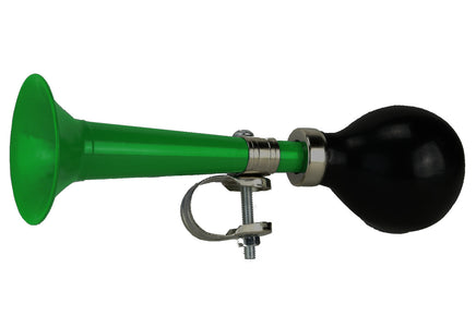 Retro Fahrrad- Ballhupe, mit schwarzen Gummiball-Blasebalg, Farbvariante: Grün