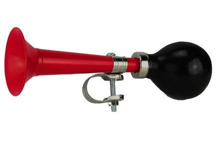 Retro Fahrrad- Ballhupe, mit schwarzen Gummiball-Blasebalg, Farbvariante: Rot