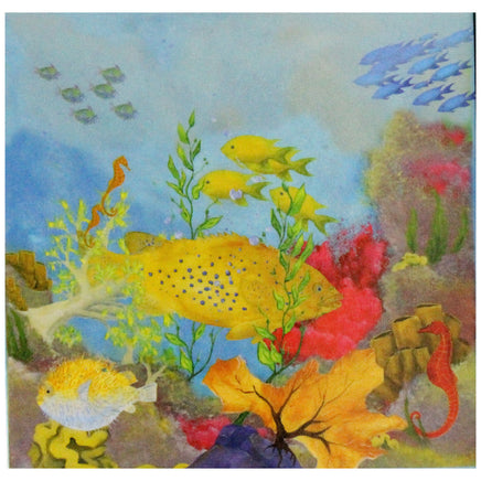 
Ringschachtel "Tiere im Meer", Variante:Fische & Korallenriff, mit mehreren Fischen, Seepferdchen und Korallenriff
