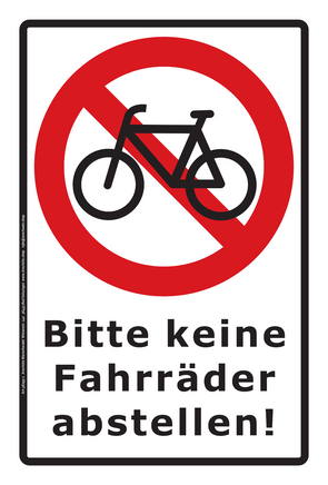 Schild "Bitte keinen Fahrräder abstellen", weiß 300x200mm 