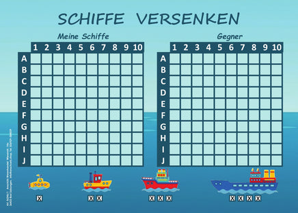 Spielblock Schiffe versenken im A5 Format