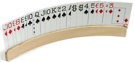 Spielkartenhalter gebogen aus Holz ca. 35cm, Beispielbild der Nutzung  mit Karten