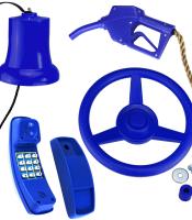 Spielturm Zubehör Set "Polizei / Tankstelle" bestehend aus: Glocke, Zapfpistole, Lenkrad, Telefon