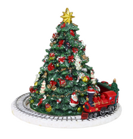 Spieluhr mit Weihnachtsbaum und fahrendem Zug zur Melodie O Tannenbaum