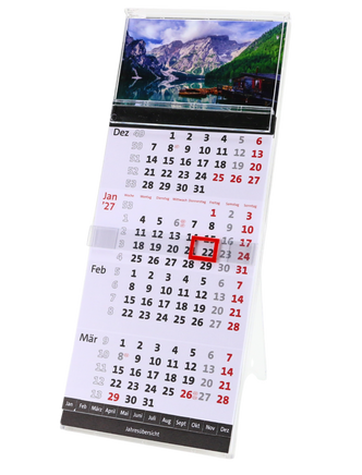 Tischkalender 2027 im Acrylglasständer mit Motiv Bergsee