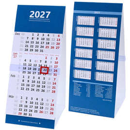 Tischkalender 2027 mit 4 Monaten und Jahresübersicht
