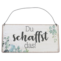 Vintage Dekoschild mit floralem Muster und Spruch: Du schaffst das!
