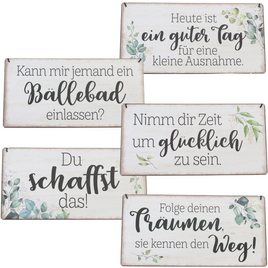 Vintage Dekoschilder mit verschiedenen Sprüchen zur Motivation