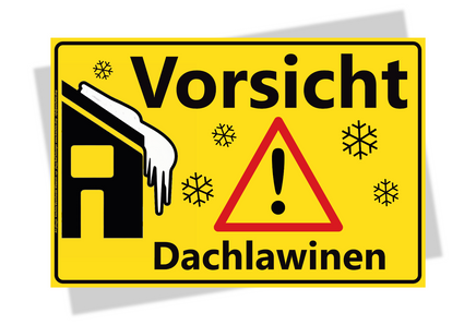 Warnschild Dachlawine in gelb mit klarer Darstellung