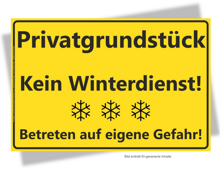 Warnschild Privatgrundstück Kein Winterdienst Betreten auf eigene Gefahr A4