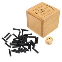 Warum immer ich- Würfelspiel mit Holzbox und Stäbchen