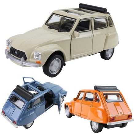 Welly Modellauto Citroen Dyane in den Farben beige, orange und blau