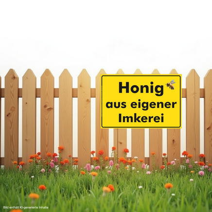Werbeschild "Honig aus eigener Imkerei" Anwendungsbeispiel