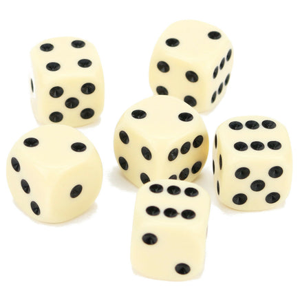 Würfel im Set verschiedene Sorten 16mm - 6 Würfel beige