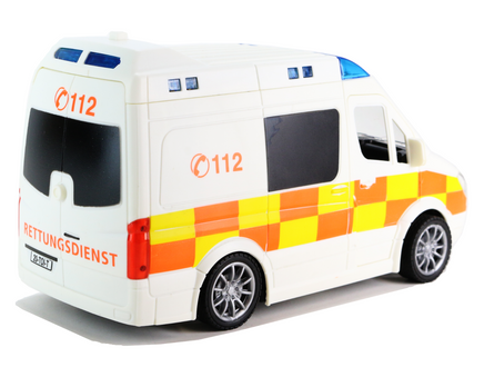 XL Modellauto Krankenwagen mit Licht & Sound 22cm Seitenansicht mit "112" Schriftzug