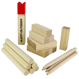 XXL KUBB Wikingerspiel mit Transporttasche, helles Holz