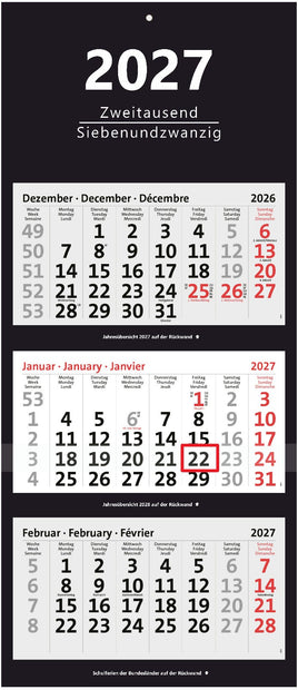 XXL 3-Monatskalender 2027 schwarz