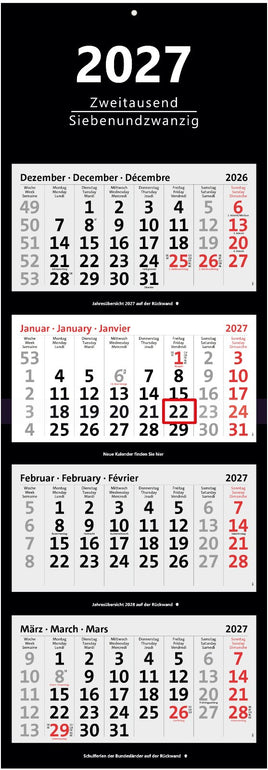 XXL 4-Monatskalender 2027 schwarz