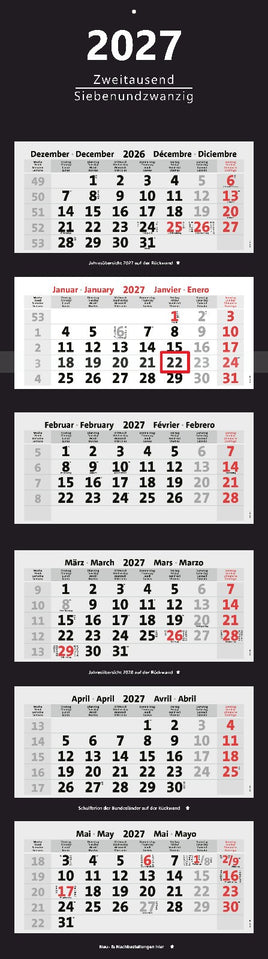 XXL 6-Monatskalender 2027 in extra lang