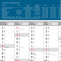 XXL Wandkalender 2027 als Plakatkalender mit Ferienterminen